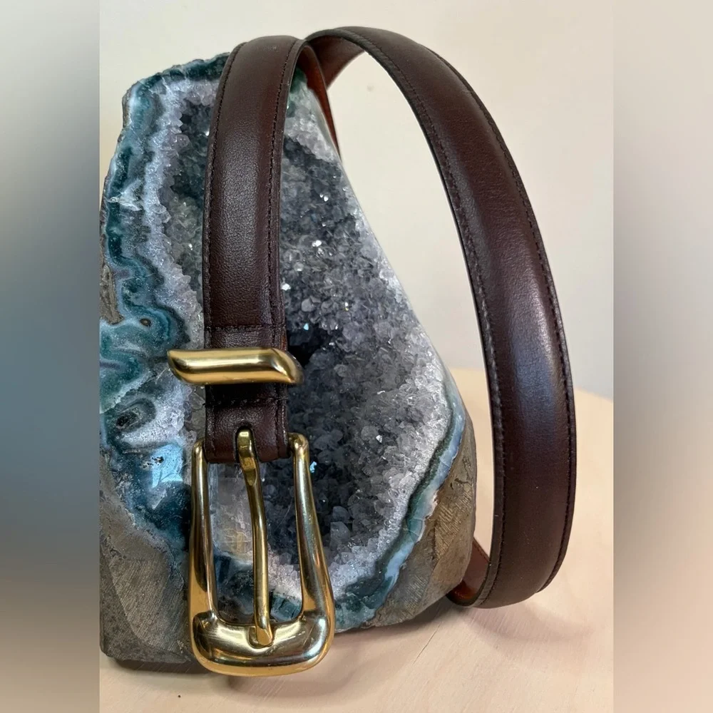 Vintage COACH Mahogany Brown Leather Belt Brass Buckle 8528 EUC